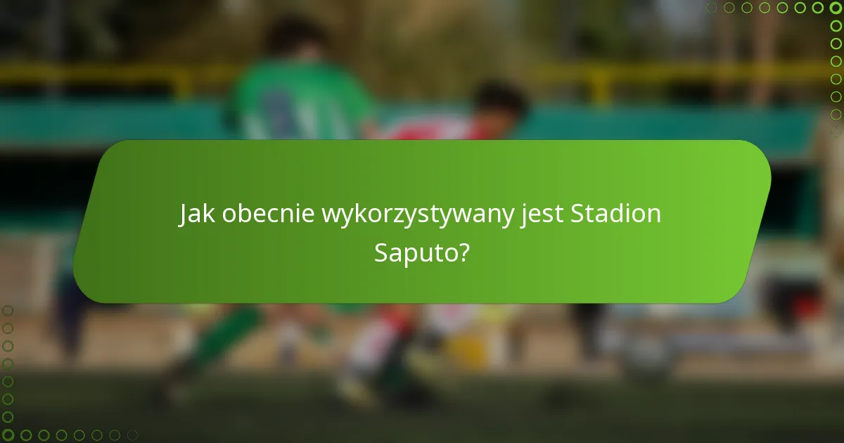 Jak obecnie wykorzystywany jest Stadion Saputo?